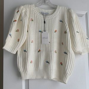 NWT English factory short sleeve floral sweater